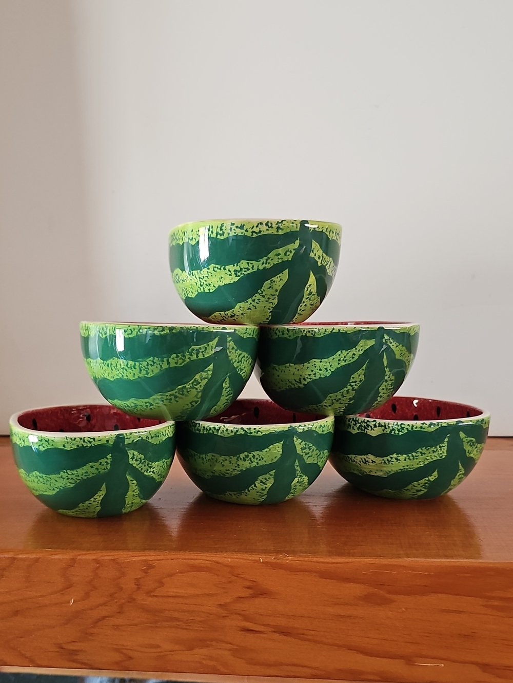 Set of 6 Vintage Linens 'N Things Ceramic Watermelon Bowls